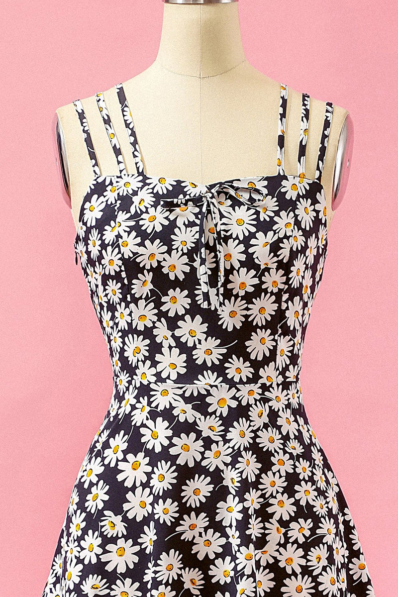 Load image into Gallery viewer, Black Floral Print Daisy Casual Dress