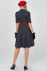 Load image into Gallery viewer, Navy Gingham Vintage 1950s Dress with Sleeves