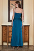 Load image into Gallery viewer, Spaghetti Straps Blue Simple Peom Dress with Ruffles