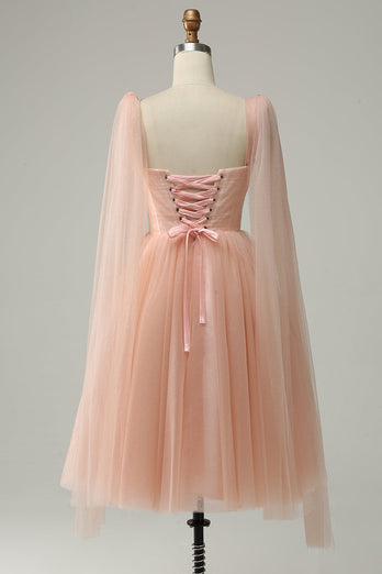 A Line Blush Sweetheart Midi Prom Dress