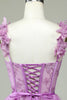 Load image into Gallery viewer, Cute A Line Sweetheart Purple Corset Homecoming Dress with Appliques