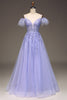 Load image into Gallery viewer, A-Line Cold Shoulder Lilac Corset Prom Dress with Appliques