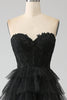 Load image into Gallery viewer, Glitter Sweetheart Black Corset Prom Dress with Slit