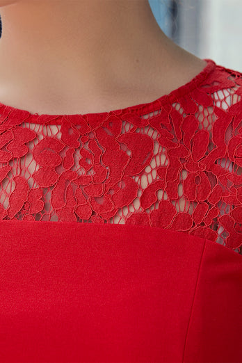 Lace Red Crepe Dress