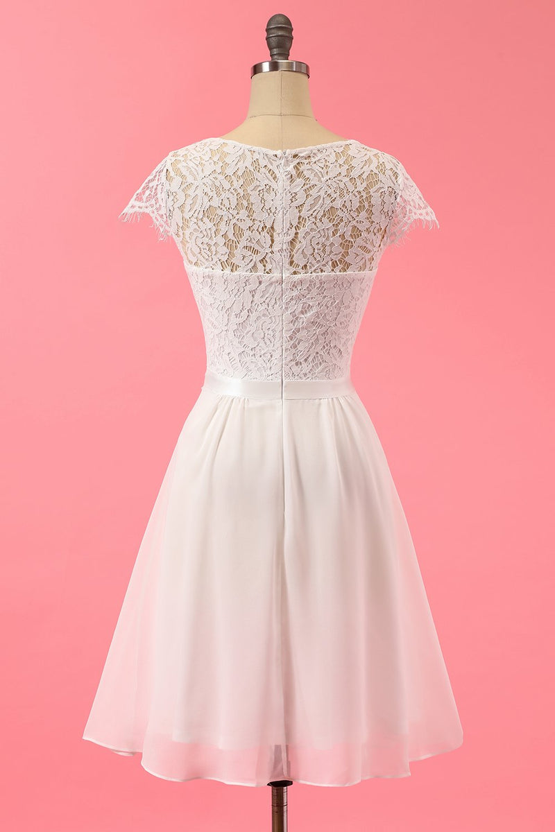 Load image into Gallery viewer, White Lace Formal Ruffle Dress