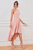 Load image into Gallery viewer, Pink A Line Halter High Low Graduation Dress