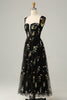 Load image into Gallery viewer, A Line Sweetheart Black Long Prom Dress with Embroidery