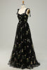 Load image into Gallery viewer, Black Embroidery Long Prom Dress