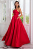 Load image into Gallery viewer, A Line Strapless Red Long Prom Dress with Split Front