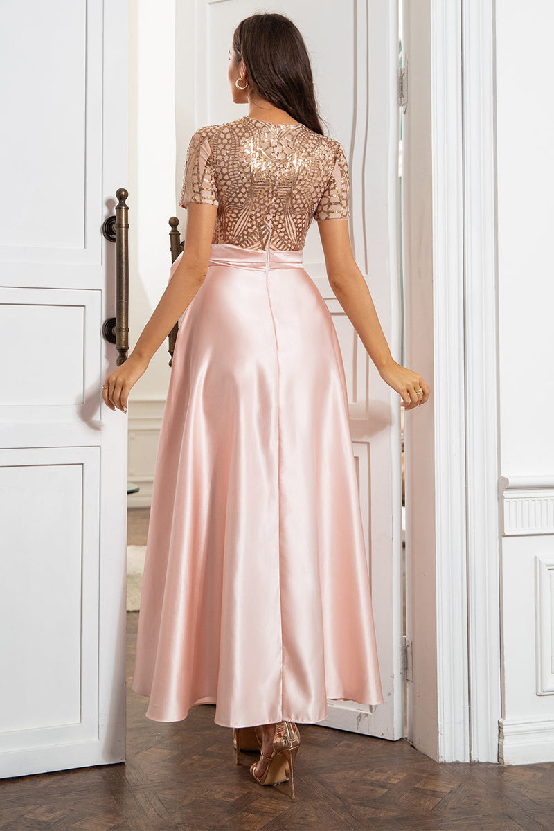 Load image into Gallery viewer, Blush Mother of the Bride Dress with Sequins