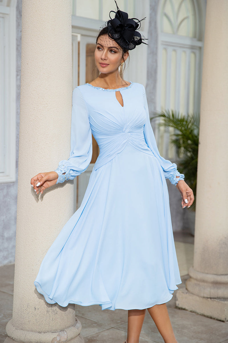 Load image into Gallery viewer, Sky Blue Chiffon Mother of the Bride Dress