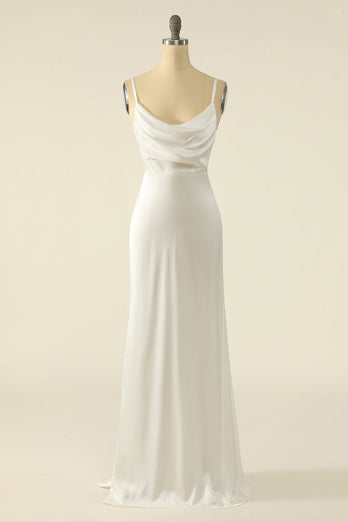 Ivory Satin Simple Prom Dress