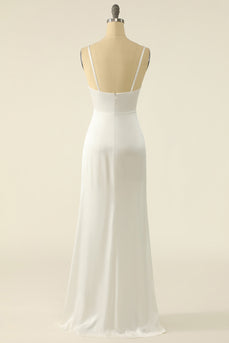 Ivory Satin Simple Prom Dress