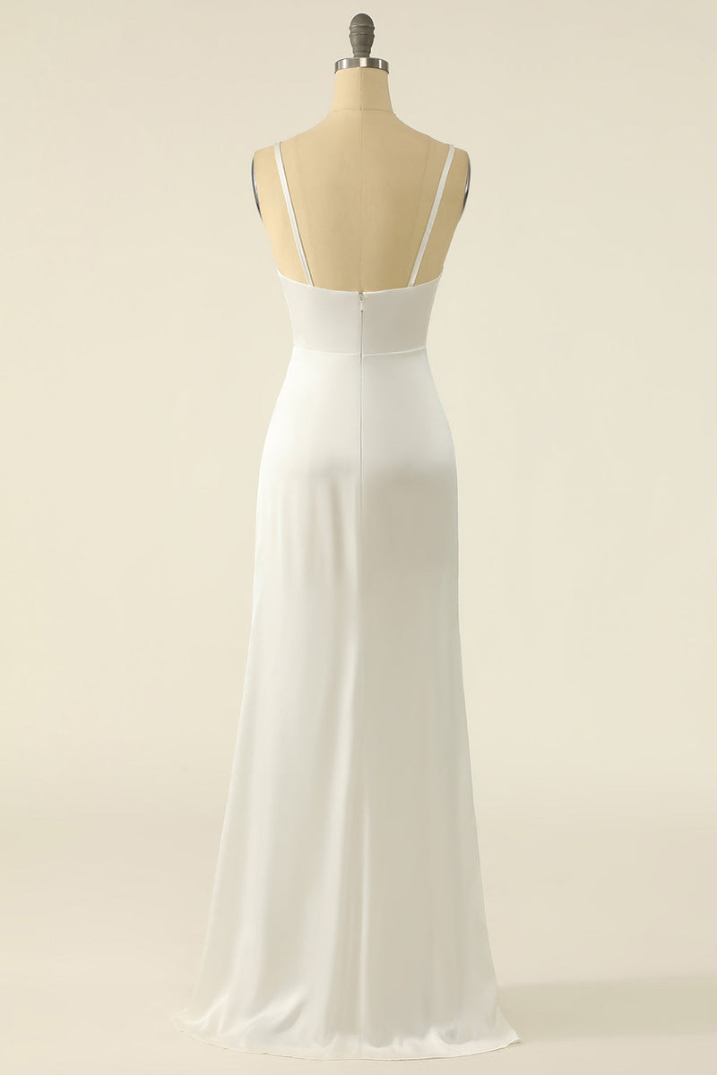 Load image into Gallery viewer, Ivory Satin Simple Prom Dress