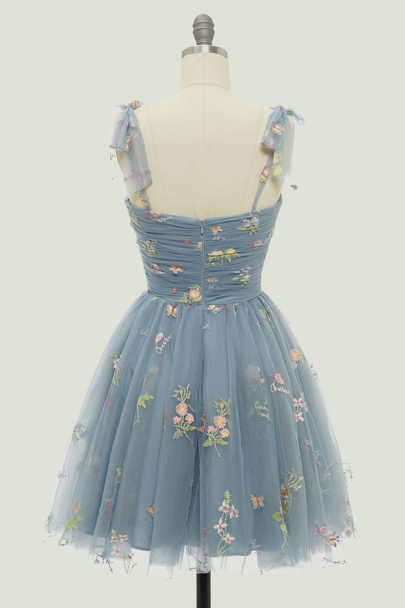 Load image into Gallery viewer, Green Short A-Line Graduation Dress With Embroidery