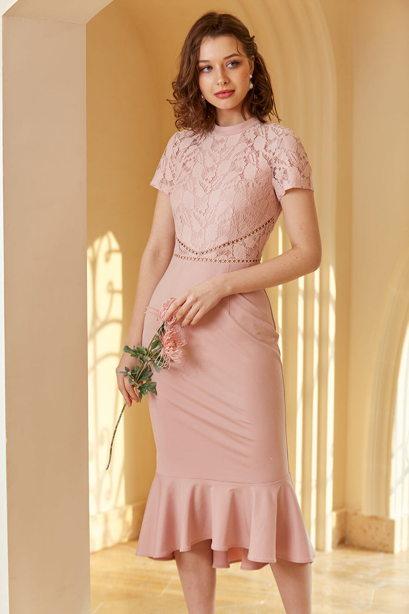 Load image into Gallery viewer, Pink Lace Bodycon 1960s Dress