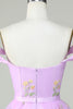 Load image into Gallery viewer, Cute A Line Sweetheart Purple Short Homecoming Dress with Embroidery