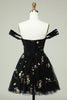 Load image into Gallery viewer, Black A Line Off the Shoulder Homecoming Dress