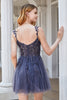 Load image into Gallery viewer, A Line Spaghetti Straps Grey Short Prom Dress with Appliques