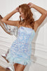 Load image into Gallery viewer, Sky Blue Sequin Graduation Dress with Feathers