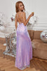 Load image into Gallery viewer, Lavender Sequin Prom Dress with Fringes