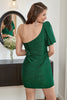 Load image into Gallery viewer, Green One Shoulder Glitter Cocktail Dress