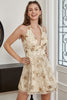 Load image into Gallery viewer, Champagne Halter Sequin Graduation Dress