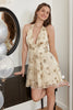 Load image into Gallery viewer, Champagne Halter Sequin Graduation Dress