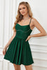 Load image into Gallery viewer, Dark Green Spaghetti Straps A-Line Graduation Dress