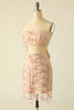 Load image into Gallery viewer, Two Piece Sequins Strapless Pink Graduation Dress