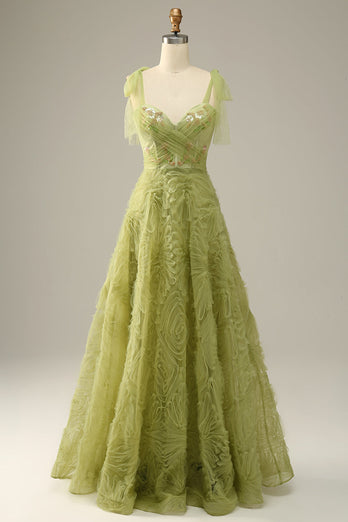 Zapaka Women Prom Dress Light Green A-Line Evening Dress With ...