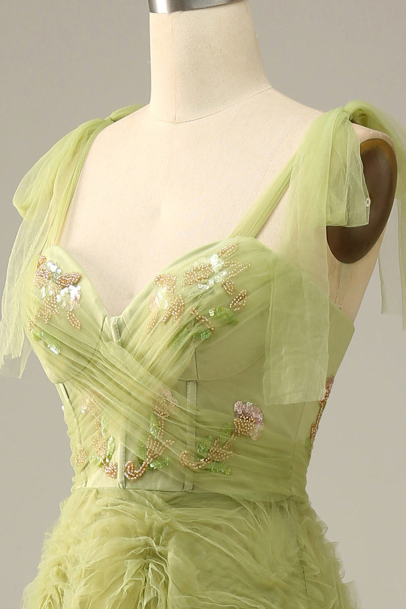 Load image into Gallery viewer, Light Green A-Line Prom Dress With Embroidery