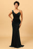 Load image into Gallery viewer, Mermaid V Neck Green Velvet Long Prom Dress