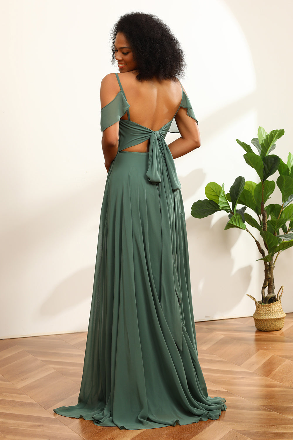Zapaka Women Eucalyptus Ruched Lace-Up Back Long Chiffon Bridesmaid Dress ZAPAKA UK Zapaka Women Eucalyptus Ruched Lace-Up Back Long Chiffon Bridesmaid Dress ZAPAKA UK
