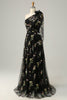 Load image into Gallery viewer, A-Line One Shoulder Black Long Prom Dress With Embroidery