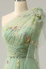 Load image into Gallery viewer, A-Line One Shoulder Green Long Prom Dress With Embroidery