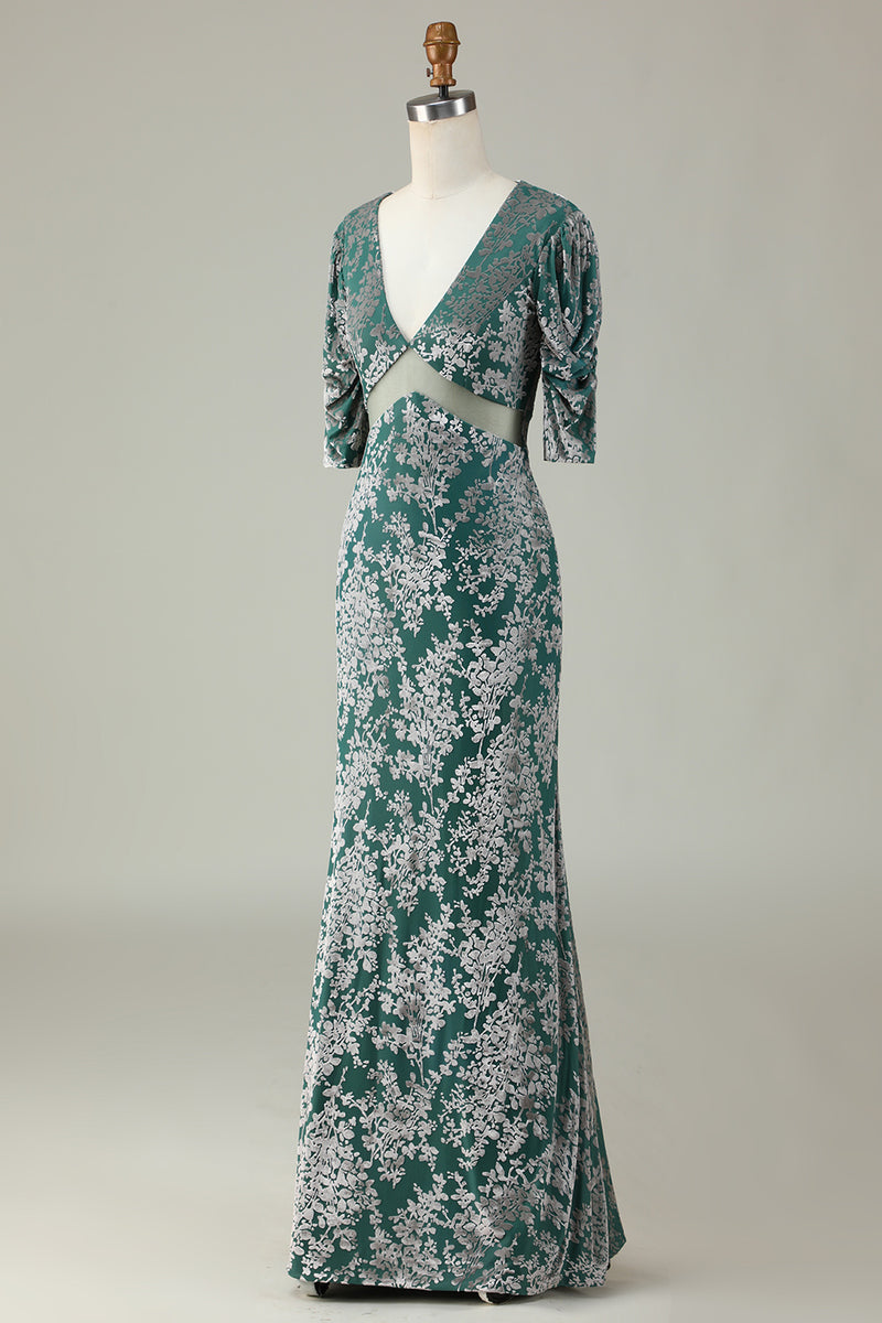 Load image into Gallery viewer, Mermaid Velvet Bridesmaid Dress with Sleeves