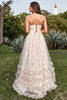 Load image into Gallery viewer, A Line Spaghetti Straps Apricot Print Prom Dress with Slit