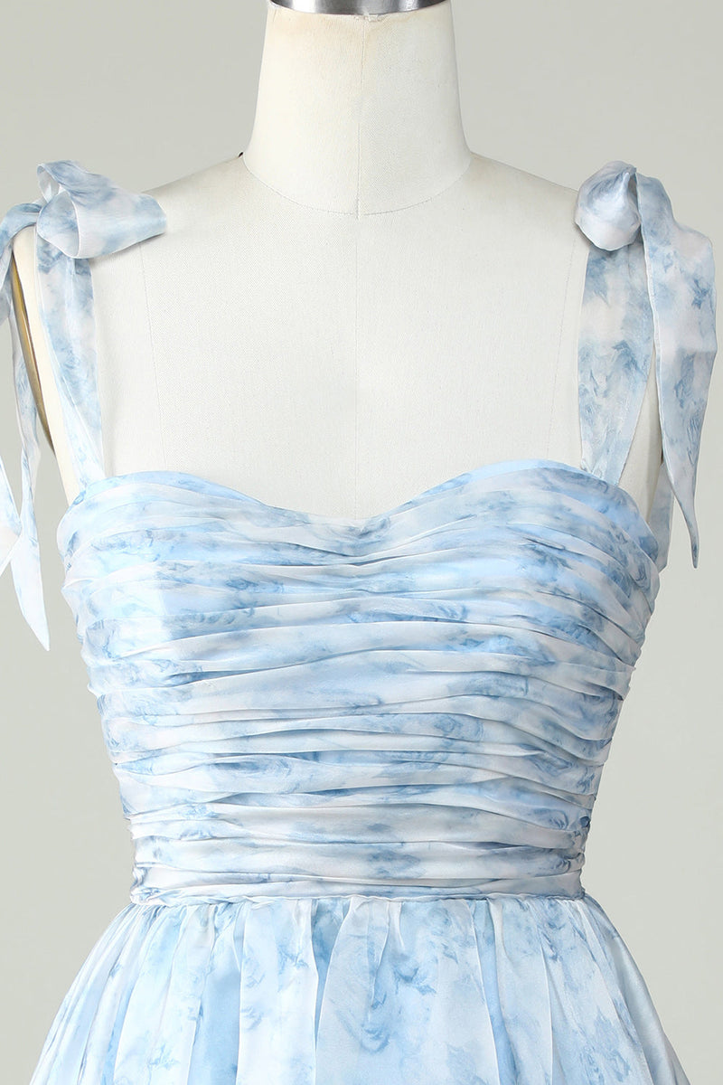 Load image into Gallery viewer, Blue A Line Spaghetti Straps Homecoming Dress