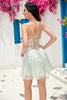 Load image into Gallery viewer, Stylish A Line Dusty Sage Spaghetti Straps Homecoming Dress With Criss Cross Back
