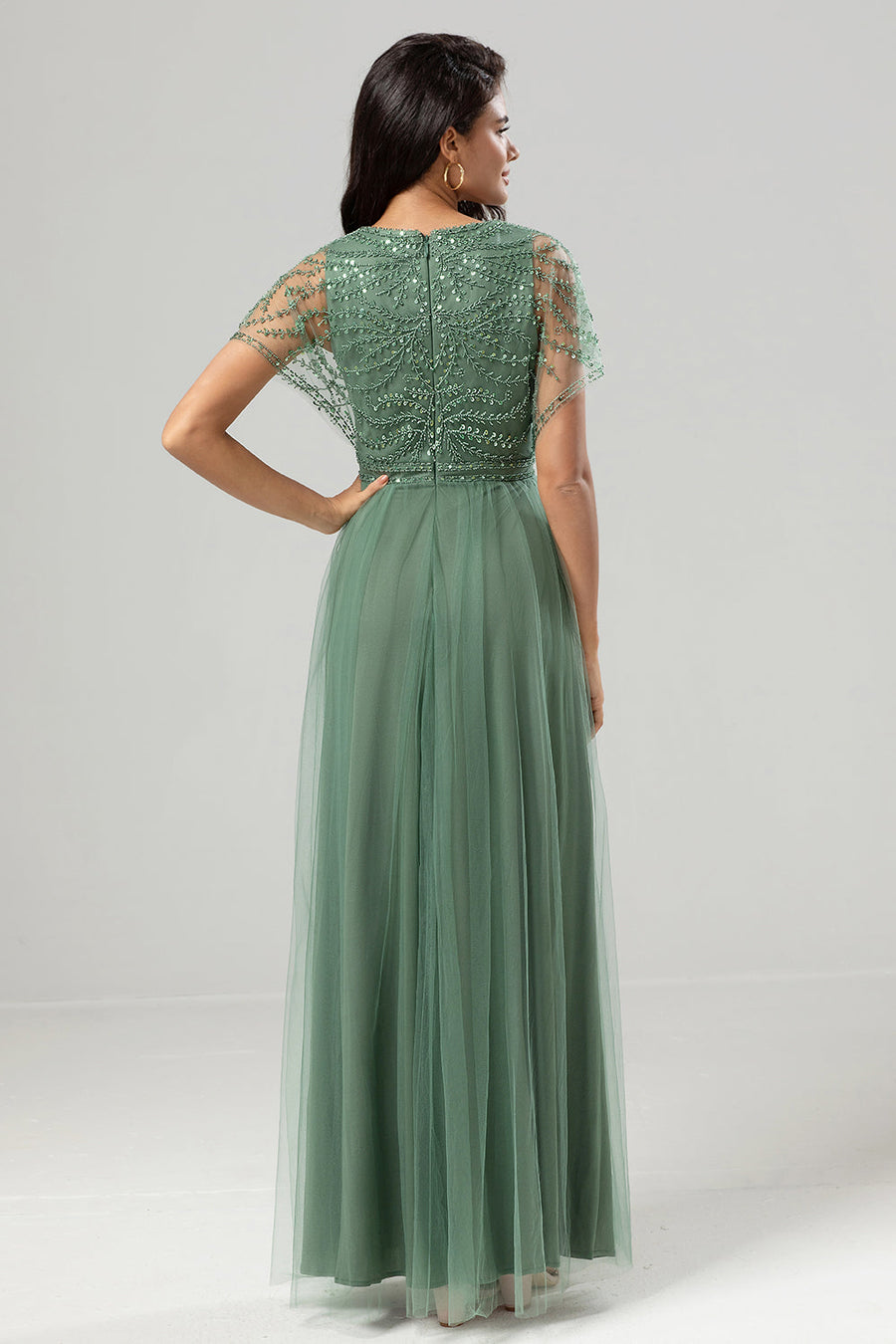 mint green maxi bridesmaid dresses Sage green chiffon off the shoulder dresses with split – Lisposa