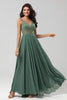 Load image into Gallery viewer, Confidently Charismatic A Line V Neck Green Long Bridesmaid Dress with Beading