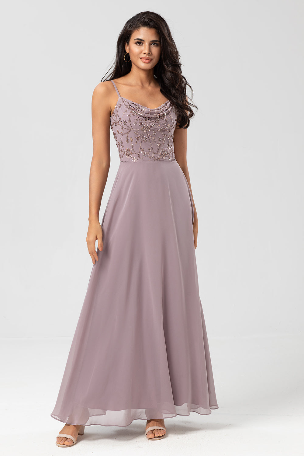 ZAPAKA Women Beaded Dusty Pink Bridesmaid Dress A-Line Spaghetti Straps Wedding Guest Dress ZAPAKA UK ZAPAKA Women Beaded Dusty Pink Bridesmaid Dress A-Line Spaghetti Straps Wedding Guest Dress ZAPAKA UK
