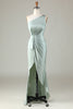Load image into Gallery viewer, Chic Romantic One Shoulder Matcha Bridesmaid Dress with Ruffles