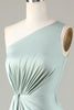 Load image into Gallery viewer, One Shoulder Matcha Bridesmaid Dress with Ruffles