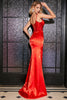 Load image into Gallery viewer, Stunning Mermaid Spaghetti Straps Red Corset Prom Dress with Beading Slit