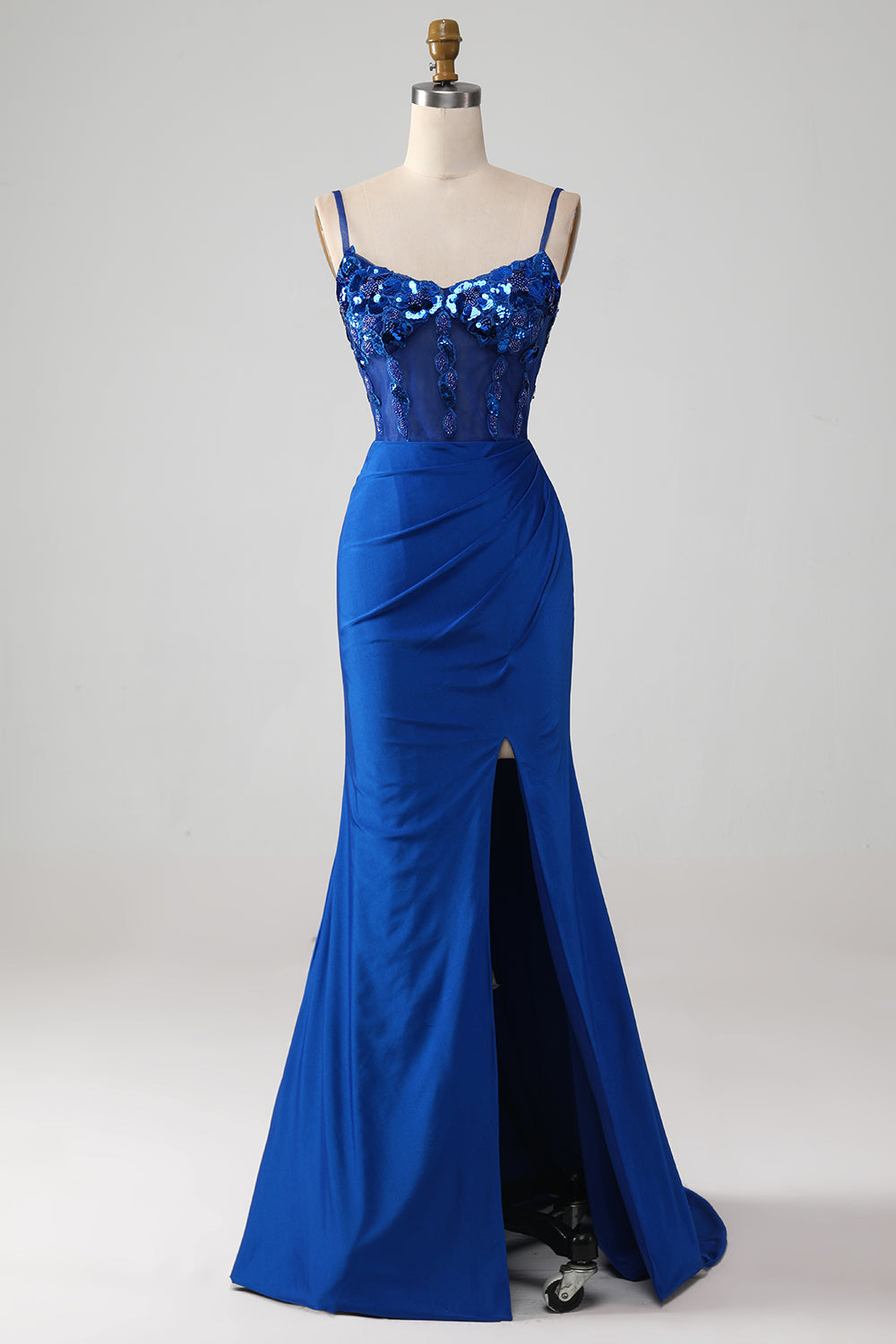 ZAPAKA Women Beaded Royal Blue Corset Prom Dress with Slit Mermaid Evening Dress with Sequins ZAPAKA UK ZAPAKA Women Beaded Royal Blue Corset Prom Dress with Slit Mermaid Evening Dress with Sequins ZAPAKA UK