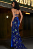 Load image into Gallery viewer, Royal Blue Mermaid Spaghetti Straps Sequins Long Prom Dress with Accessory