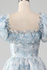 Load image into Gallery viewer, Organza Light Blue Corset Tiered Prom Dress