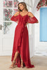 Load image into Gallery viewer, A Line Off the Shoulder Burgundy Long Bridesmaid Dress with Ruffles